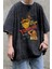 Yıkamalı The Return Of Vampurr Baskılı Oversize Eskitme T-Shirt 1