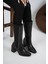 Deri Siyah Kadın Düz Çizme 212127307 2