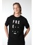 Erkek Bisiklet Yaka Kısa Kollu Regular Fit Baskılı Tişört Siyah 4