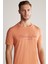 Nakış Logolu Bisiklet Yaka Turuncu Pamuk T-Shirt 1