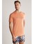 Nakış Logolu Bisiklet Yaka Turuncu Pamuk T-Shirt 4