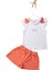 Fiyonklu Fisto Kollu Taş Baskılı Tshirt Fiyonklu Şort Kız Çocuk 2'li Takım - 2-5 Yaş - 2304 3