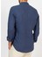 Standart Düğmeli Yaka Lacivert Erkek Gömlek Mr Linen Shirt 2