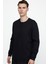 Unisex Relax Fit Rahat Kesim %100 Pamuk Basic Siyah Bisiklet Yaka Sweatshirt 2