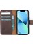 Apple iPhone 13 Mini Uyumlu Deri Cüzdanlı Kılıf G6 Kahverengi 3