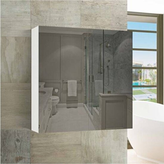 Azzuri Furniture Home Lavabo Dolabı Aynalı Lavabo Dolabı Banyo Dolabı Raflı Dolap Ars 6060