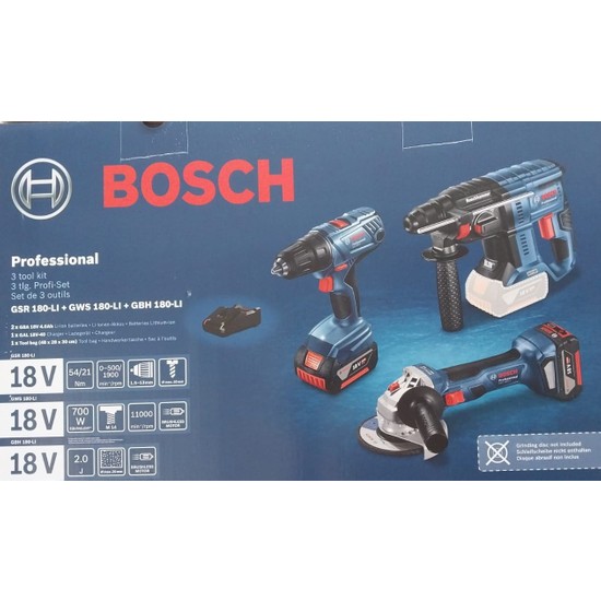 Bosch Gsr 180-Lİ + Gws 180-Lİ + Gbh 180-Lİ Profesyonel 3'lü Fiyatı