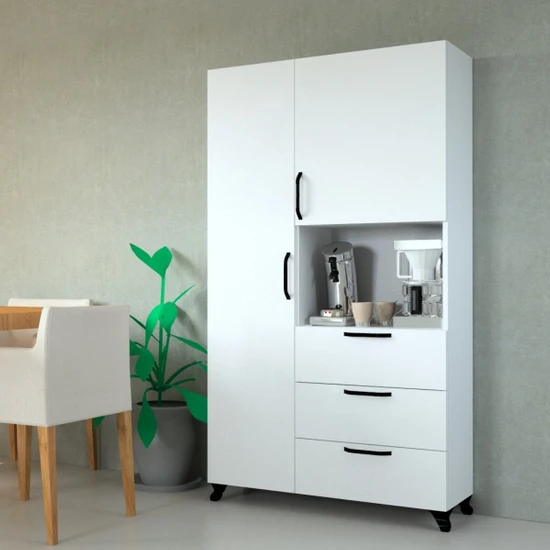 Mobilique Çok Amaçlı Mutfak Mikrodalga Fırın Dolabı Bb Montajsız Çok Renkli