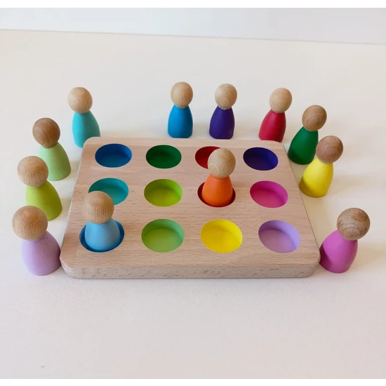 Moccotoys Peg Bebek ve Tabla Eşleştirme 12 Li Insan Figürleri (Waldorf)