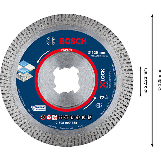 Bosch Expert Hardceramic X-Lock Elmas Kesme Diski 125 x 22,23 x 1,4 x 10 mm