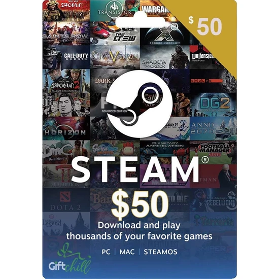 Steam Gift Card (Us) 50 Usd