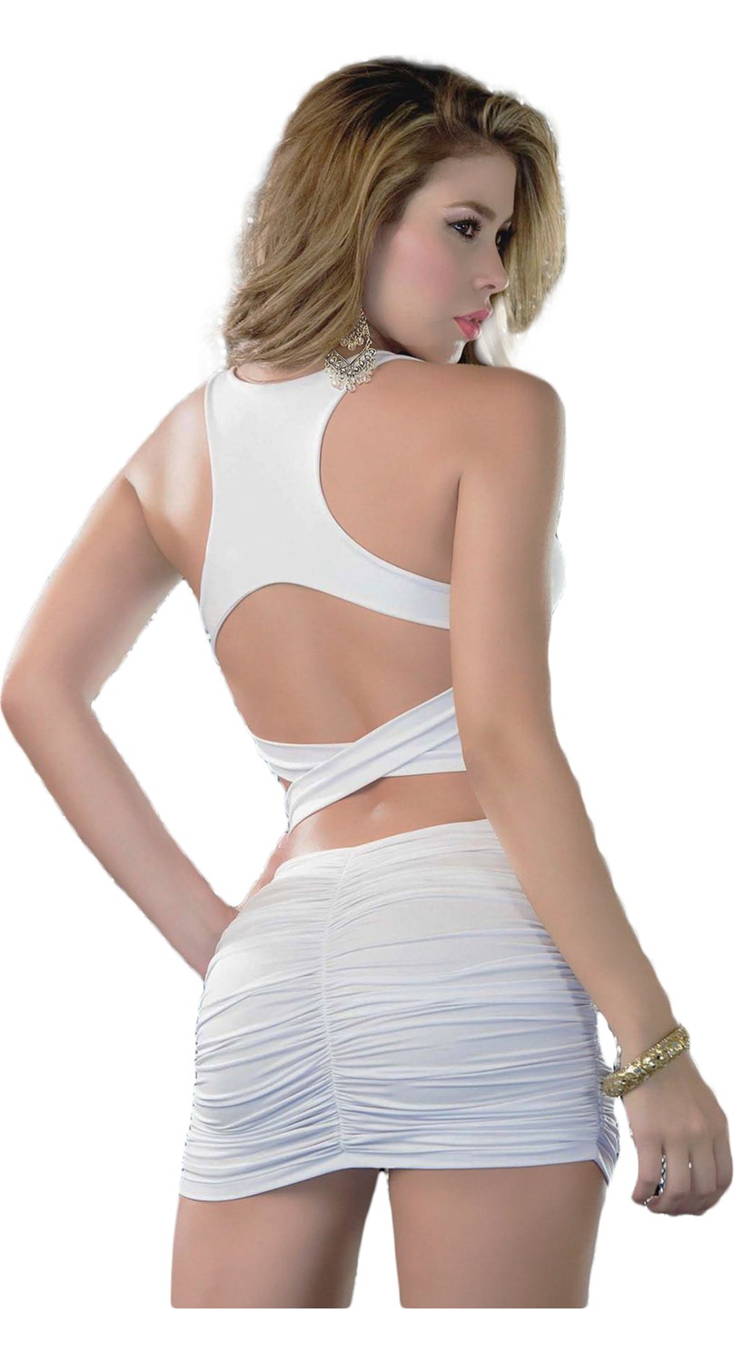 Loe Culotte Kadın Kırmızı Sırt Detaylı Süper Mini Elbise Erotik Fantazi Kostüm görsel 2