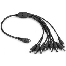 BK Teknoloji Dc Güç Bölücü 1 Dişi 8 Erkek 5.5mm x 2.1mm Y Adaptör Kablosu Cctv Kamera-Şerit LED