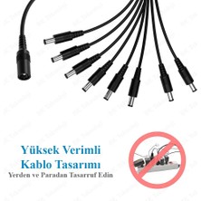 BK Teknoloji Dc Güç Bölücü 1 Dişi 8 Erkek 5.5mm x 2.1mm Y Adaptör Kablosu Cctv Kamera-Şerit LED