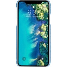 Apple iPhone X-Xs Uyumlu Deri Arka Kapak Mn-Uj Erc8 Mavi