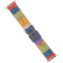 Bouletta Apple Watch Uyumlu Uyumlu Deri Kordon 42-44-45MM Gökkuşağı