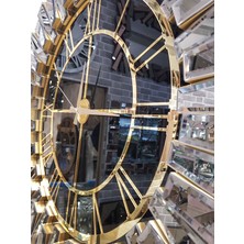 Ayna Denizi Güneş Gold Black Model Altın Siyah Renk 85 Cm Dekoratif Aynalı Duvar Saati