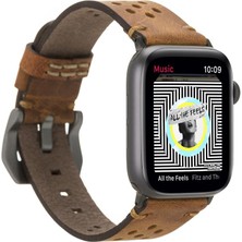 Bouletta Apple Watch Uyumlu Uyumlu Deri Kordon Vigo 42-44-45MM G19 Taba