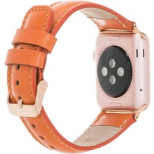 Bouletta Apple Watch Uyumlu Uyumlu Deri Kordon 42-44-45MM F5 Taba