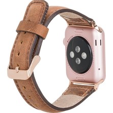 Bouletta Apple Watch Uyumlu Uyumlu Deri Kordon 42-44-45MM G19 Taba
