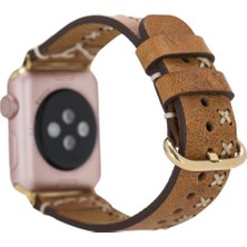 Bouletta Apple Watch Uyumlu Uyumlu Deri Kordon 42-44-45MM Aqua V18 Taba