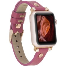 Bouletta Apple Watch Uyumlu Uyumlu Deri Kordon 38-40-41MM Rt Cp4 Fuşya