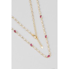 So CHIC Minimal Fuşya 18 Ayar 45 cm Gümüş Kolye