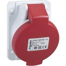 Schneider Electric PKY32F434, Eğik Makina Prizi, 4X32 Amper, Trifaze, 3p+T, IP44, Hızlı Bağlantı