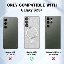 MTK Moveteck Samsung Galaxy S23 Plus Uyumlu Kılıf Parıltılı Pırlanta Lensli Taşı Simli Magsafe Destekli Lüks Görünüm Case