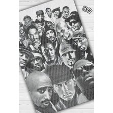 Homshtag Old School Efsaneler Siyah Beyaz Halı Rap Sever Halı Müzisyine Hediyelik Art Müzik Halı