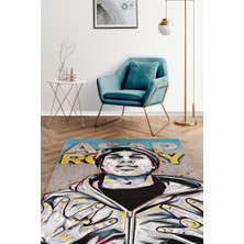 Homshtag Asap Rocky Renkli Müzisyen Halı Müzsik Severe Hediyelik Halı Geometrik Figürlü Halı