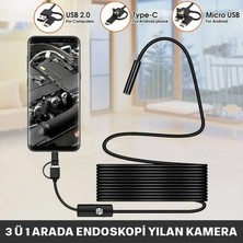 Yoosee USB LED Işıklı Tel Yılan 1080P Full Hd Endoskop Su Geçirmez Kamera 5mt