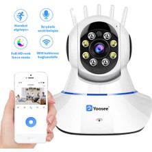 Yoosee Kablosuz Full Hd 1080P Wifi Ip 5 Antenli Kablosuz 355° Bebek Izleme Güvenlik Kamerası