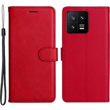 Lr Joyful Xiaomi 13 5g Düz Renkli Telefon Standı Pu Deri Cüzdan Kapağı Kayışlı (Yurt Dışından)