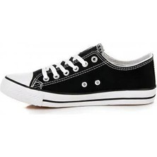 Cihan Shoes Kısa Keten Siyah Beyaz Spor Ayakkabı Konvers