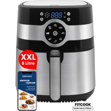 Goldmaster Fitcook 8 Litre Inox Geniş Hazneli Xxl Dokunmatik Yeniden Isıtma Fonksiyonlu Airfryer Sıcak Hava Fritözü