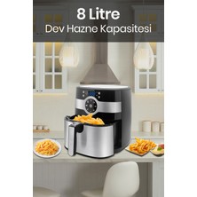 Goldmaster Fitcook 8 Litre Inox Geniş Hazneli Xxl Dokunmatik Yeniden Isıtma Fonksiyonlu Airfryer Sıcak Hava Fritözü