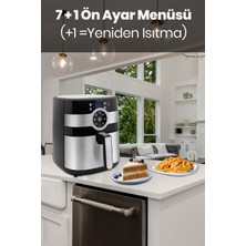 Goldmaster Fitcook 8 Litre Inox Geniş Hazneli Xxl Dokunmatik Yeniden Isıtma Fonksiyonlu Airfryer Sıcak Hava Fritözü