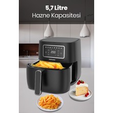 Goldmaster Preto 1700 Watt Xl Dijital Dokunmatik 8 Ön Programlı Airfryer Yağsız Kızartma Sıcak Hava Fritöz