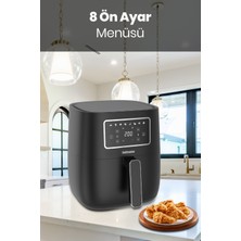 Goldmaster Preto 1700 Watt Xl Dijital Dokunmatik 8 Ön Programlı Airfryer Yağsız Kızartma Sıcak Hava Fritöz