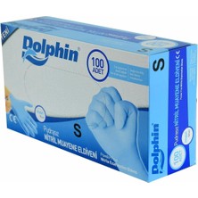 Dolphin Tek Kullanımlık Lateks Mavi Pudrasız Nitril Muayne Eldiveni Small Küçük Boy -100'lü 20 Paket
