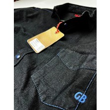 Gulf Bird Slim Fit Saf Pamuk Denim Kumaş Kot Gömlek--Koyulacivert---