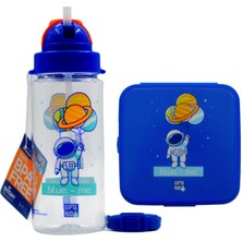 Gıpta Blue-Me Tritan Pipetli Matara + Desenli Beslenme Kabı Seti