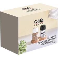 Qlüx Exclusive Tuzluk & Biberlik Ahşap Standlı Baharatlık 2 Adet 100 cc