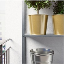 IKEA Daıdaı Galvanizli Çelik Saksı - Gold Pirinç Rengi - 19 cm