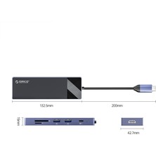 Orıco Type-C PD100W 4K 30Hz HDMI Sd Tf 5gbps Type-C 4 Usb-A Portlu Hub Çoklayıcı