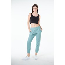 Yeşil Kadın Keten Görünümlü Carrot Fit Havuç Pantolon - Perla