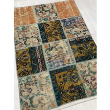 Burak Halı El Dokuma Patchwork Halı 83X118 Renkli Yamalı Yün Küçük Hal !