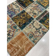 Burak Halı El Dokuma Patchwork Halı 83X118 Renkli Yamalı Yün Küçük Hal !