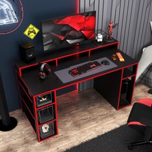 Bimossa Dina Oyuncu Masası Siyah Kırmızı 140 cm